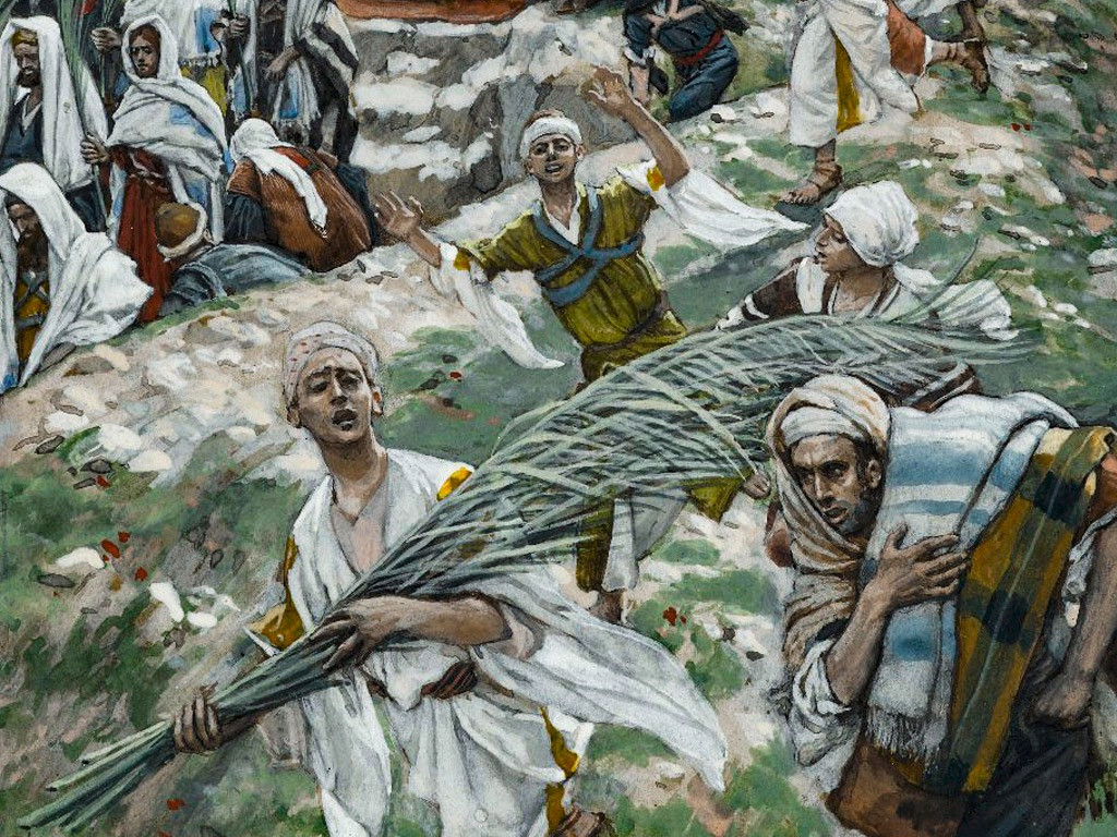 The crowds shout, ‘Hosanna to the Son of David! Blessed is He who comes in the name of the Lord! Hosanna in the highest heaven!’
Contributed by James Tissot Collection (Brooklyn Museum)/ FreeBibleimages.org.