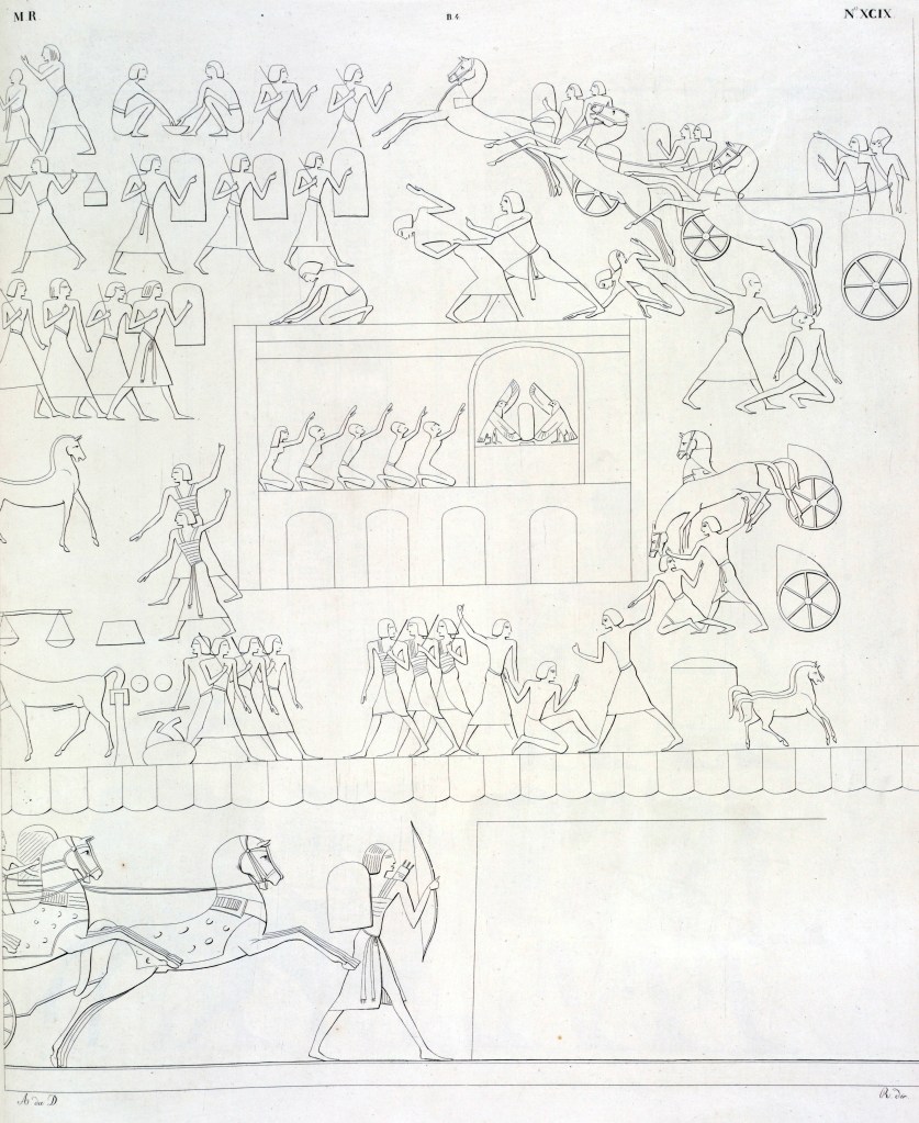 Illustration of frieze of Ramses II mobile military tent at Abu Simbel